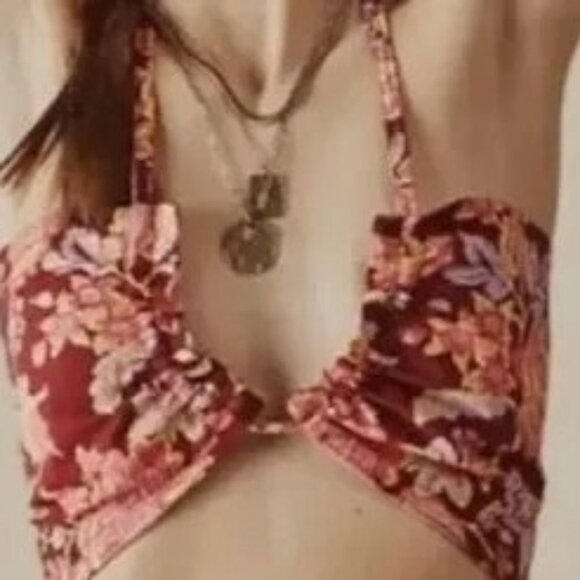 FREE PEOPLE Summer Of Love TOP Bandeau CONVERTIBLE TOP WINE PURPLE S L - Picture 1 of 15